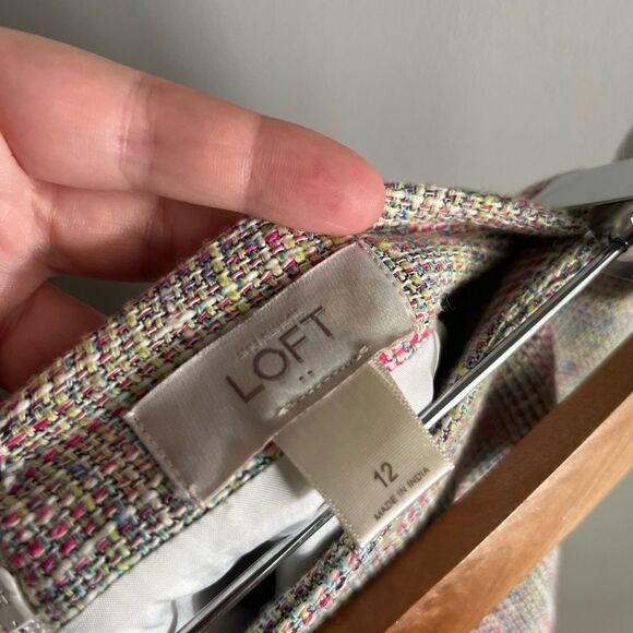 LOFT Size 12 Multicolor Tweed Pencil Skirt Pastel Workwear Office Classic - Picture 6 of 8